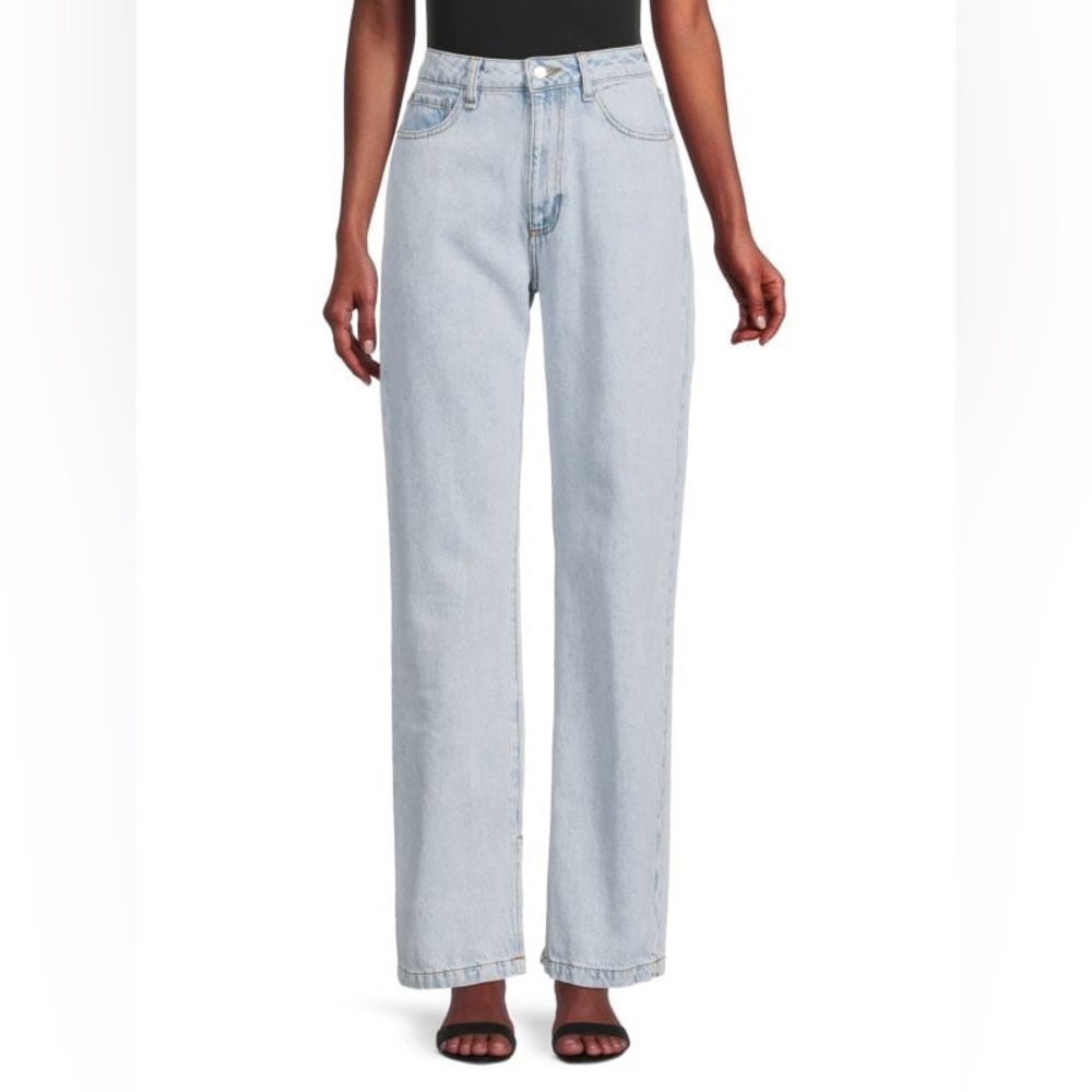 NWT We Wore What Mom Slit Straight Denim Jeans Size 24 Color Super Light